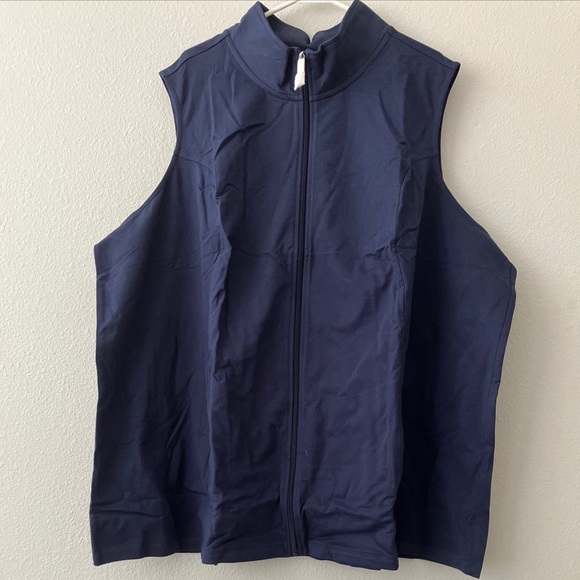 Sport Savvy Printed Interlock Top & French Terry Vest Set - Navy (sz 5X) A472299 - Picture 3 of 5